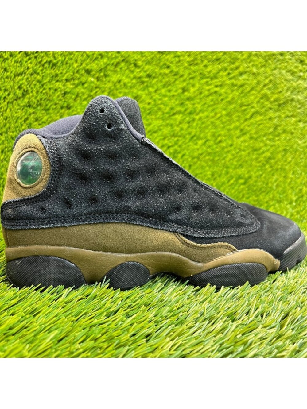 Nike Air Jordan 13 Retro Boys Size 5Y Black‎ Olive Basketball Shoes Sneakers
